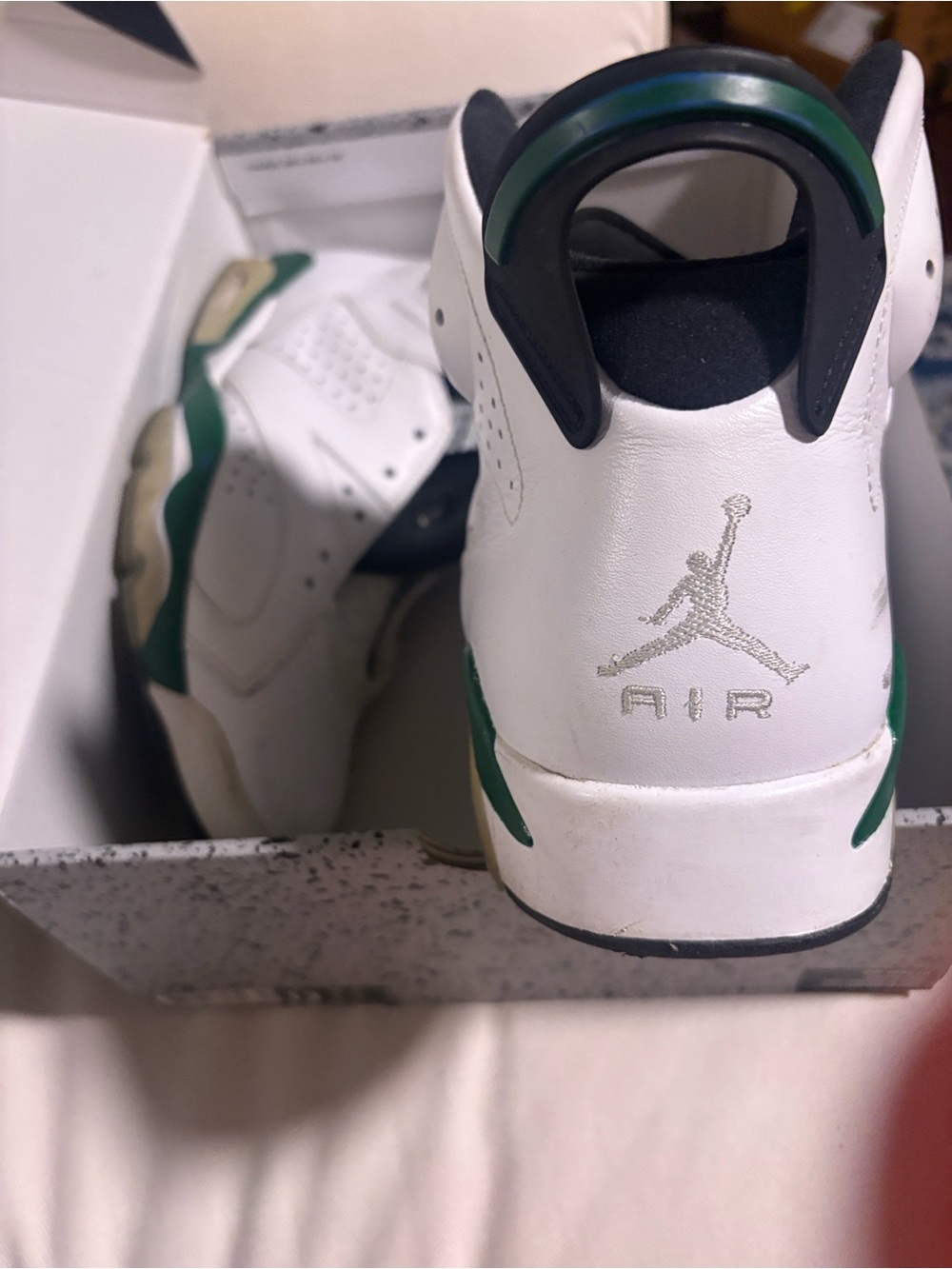 Nike Air Jordan 6 Retro White Black Green Men’s Sneakers - Picture 3 of 9